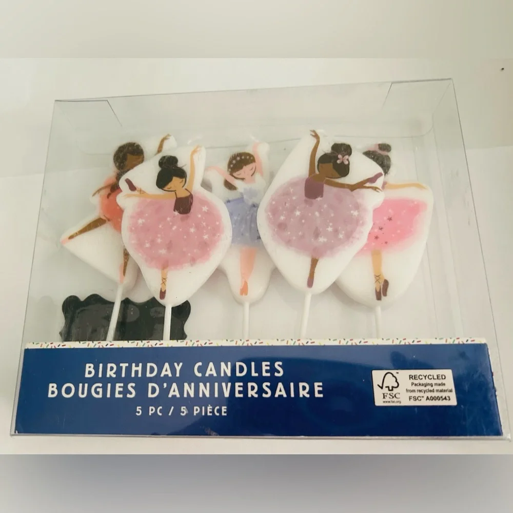 New 5 Ballerina Birthday Candles 4 7/8